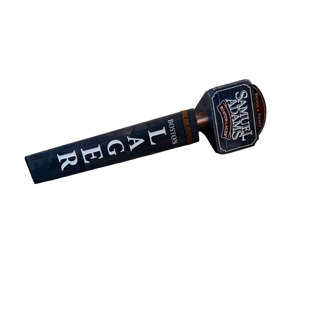 Samuel Adams Boston Lager Beer‎ Tap Handle Wood Metal Red Accent